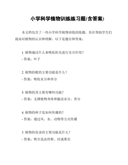 小学科学植物训练练习题(含答案)