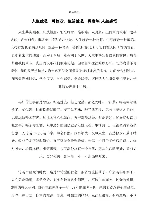 人生就是一种修行,生活就是一种磨练_人生感悟