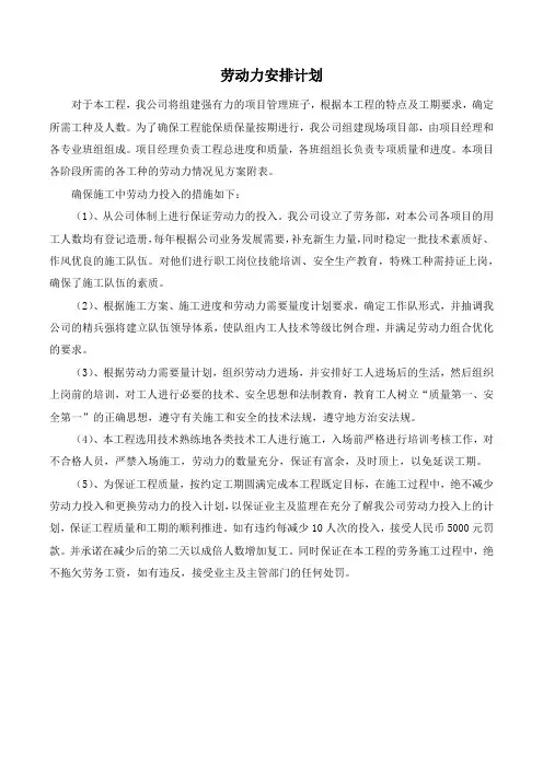 劳动力安排计划