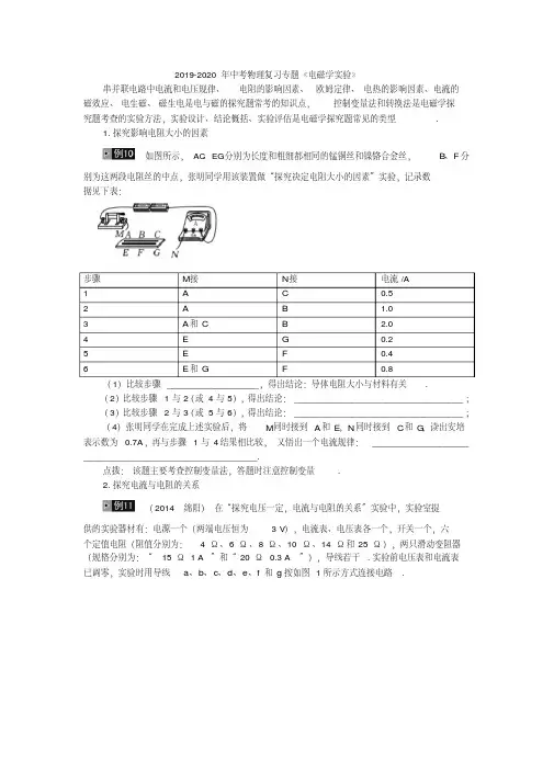 2019-2020年中考物理复习专题《电磁学实验》