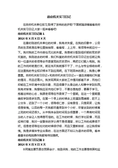 政府机关实习日记