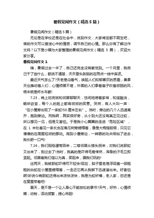 暑假见闻作文（精选5篇）