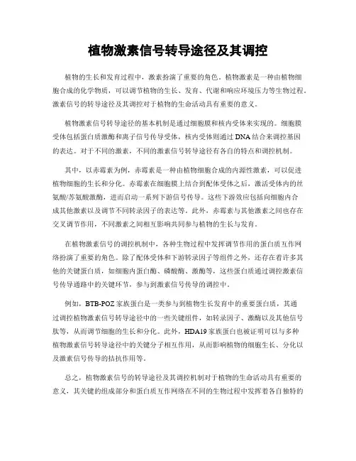 植物激素信号转导途径及其调控