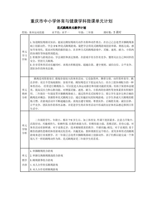 双人合作花样跳绳游戏微课教学设计