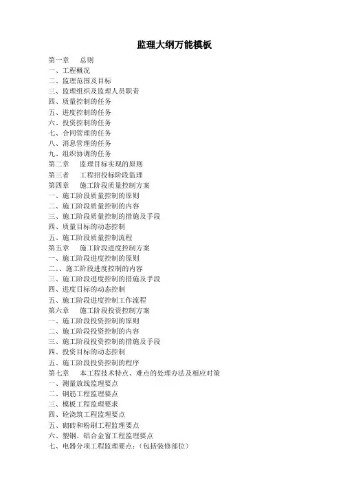 监理大纲万能模板