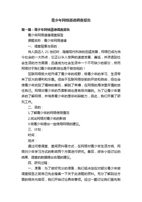 青少年网络道德调查报告