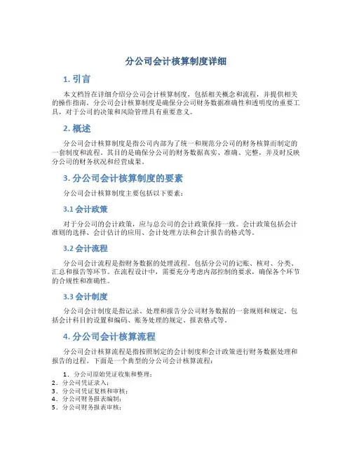 分公司会计核算制度详细