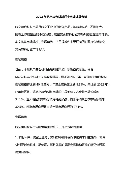 2023年航空复合材料行业市场规模分析