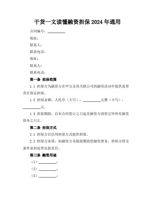干货一文读懂融资担保2024年通用