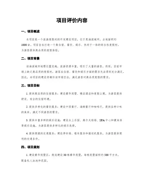 项目评价内容