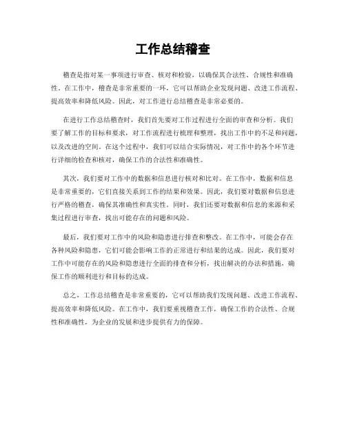 工作总结稽查