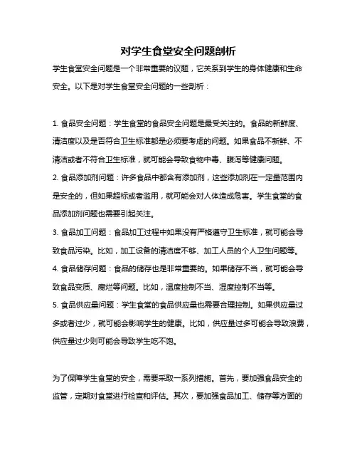 对学生食堂安全问题剖析
