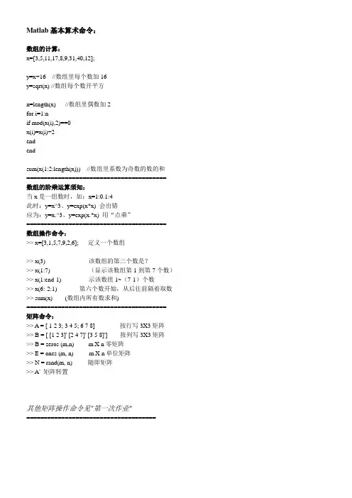 matlab的一些函数