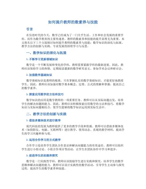 如何提升教师的数素养与技能