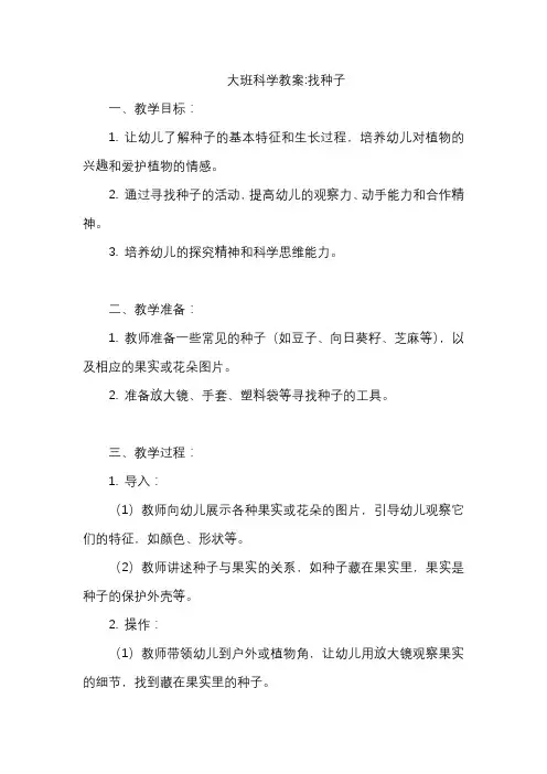 大班科学教案找种子