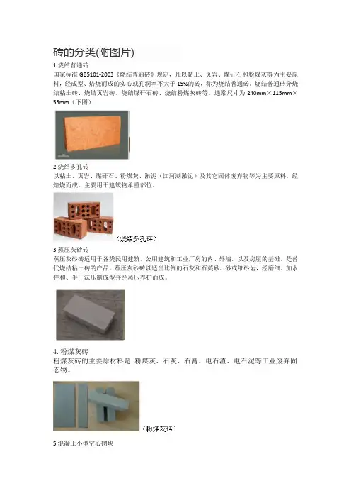 各类砖的分类及附图