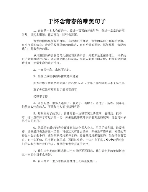 于怀念青春的唯美句子