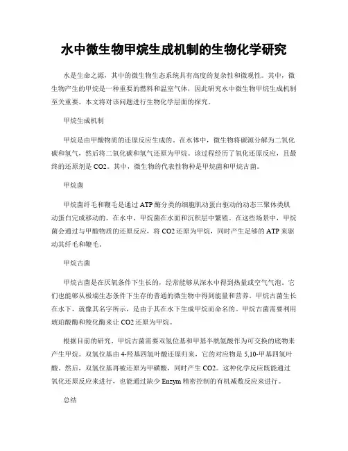 水中微生物甲烷生成机制的生物化学研究