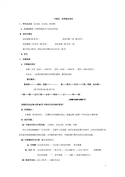 中国史、世界通史常识