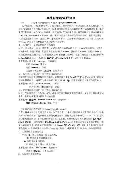 几种肠内营养剂的区别