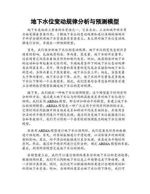地下水位变动规律分析与预测模型