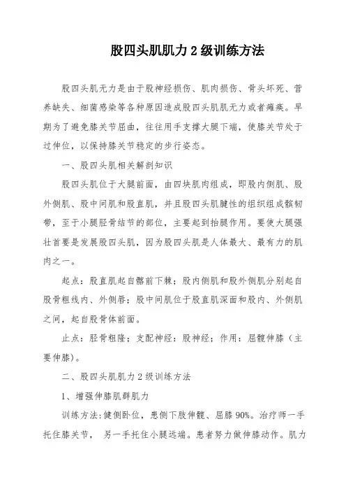 股四头肌肌力2级训练方法