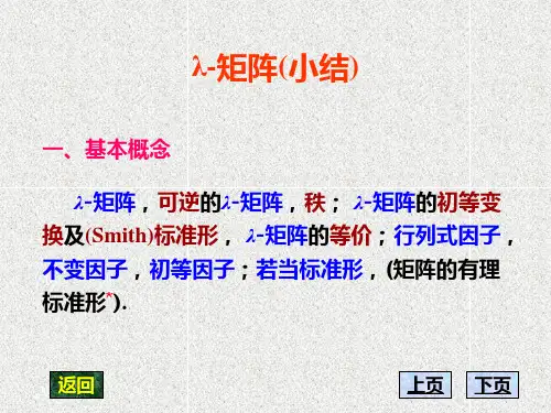 高等代数第八章  Lamda-矩阵(小结)