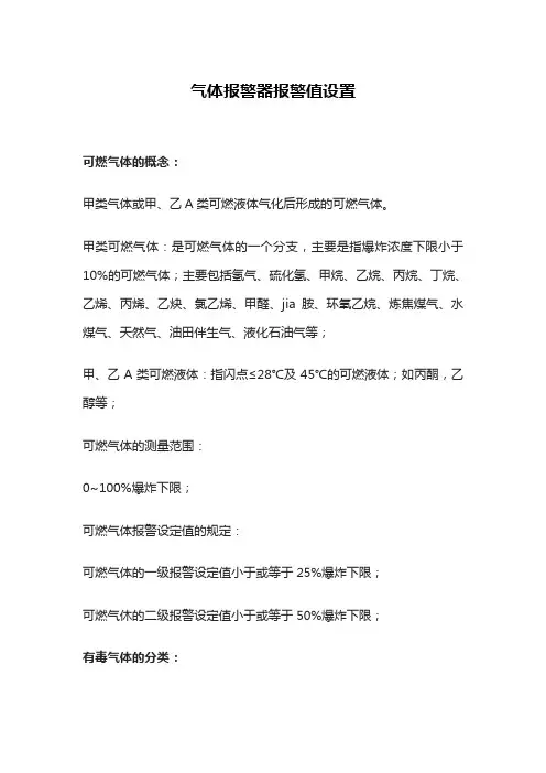 气体报警器报警值设置
