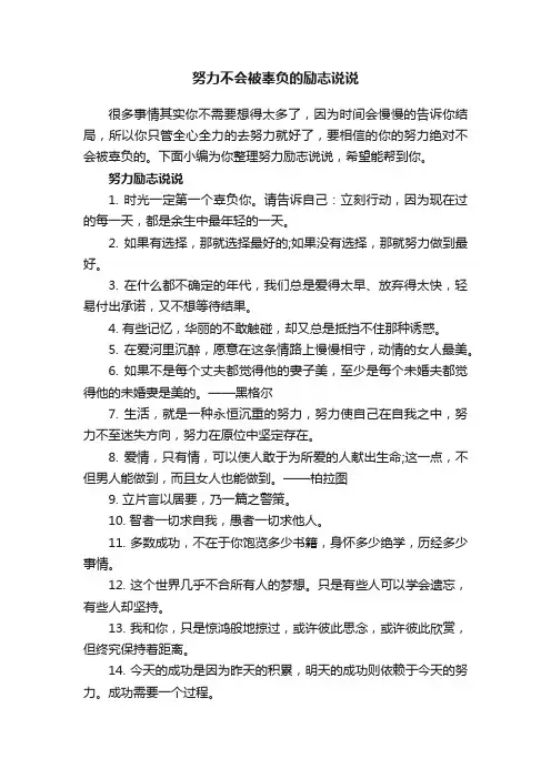 努力不会被辜负的励志说说