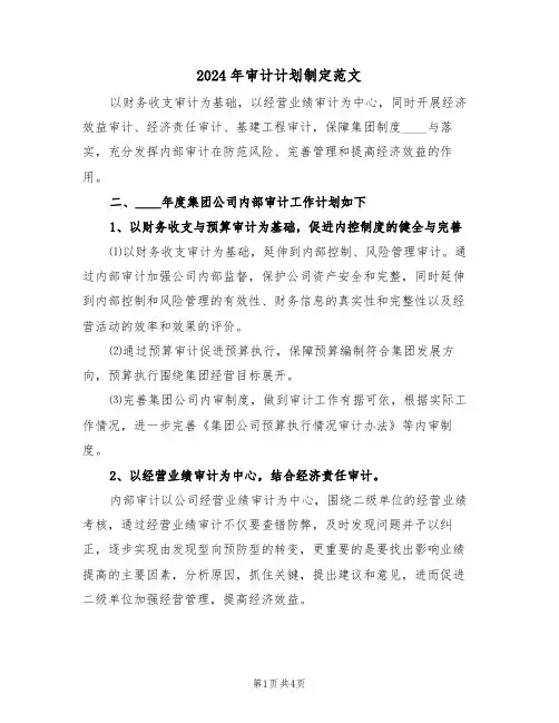 2024年审计计划制定范文（二篇）