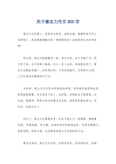 关于意志力作文800字