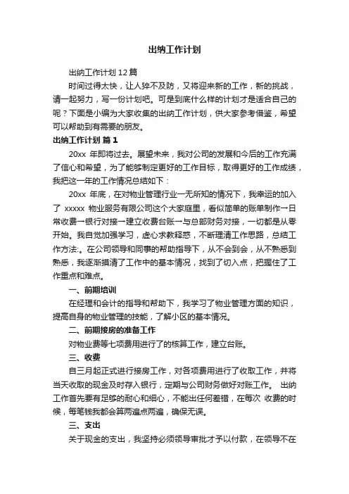出纳工作计划