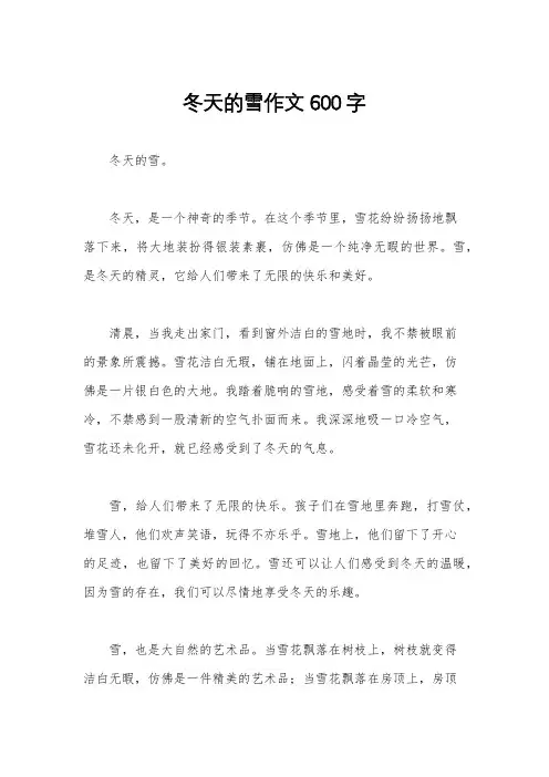 冬天的雪作文600字