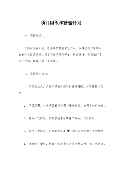 项目组织和管理计划