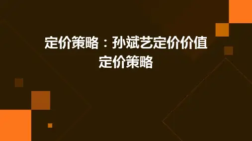 定价策略孙斌艺定价价值定价策略课件