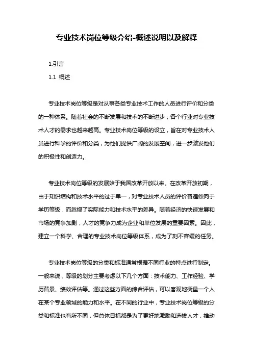 专业技术岗位等级介绍-概述说明以及解释