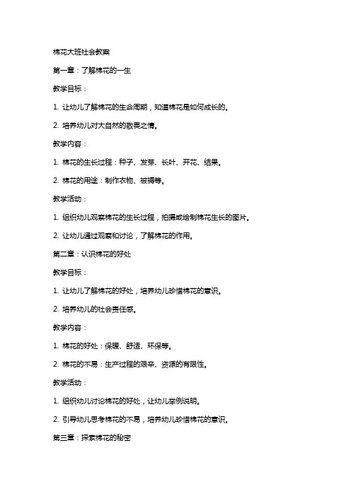 棉花大班社会教案