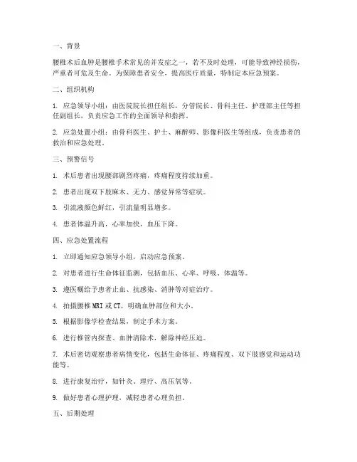 腰椎术后血肿应急预案