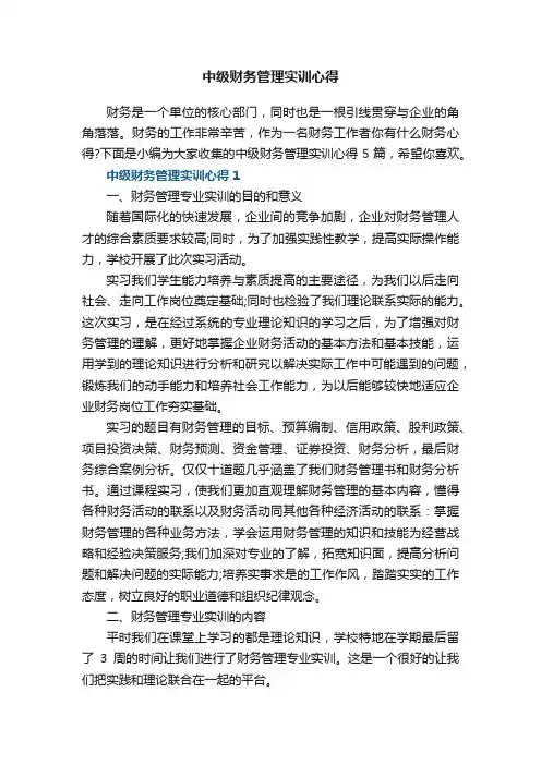 中级财务管理实训心得