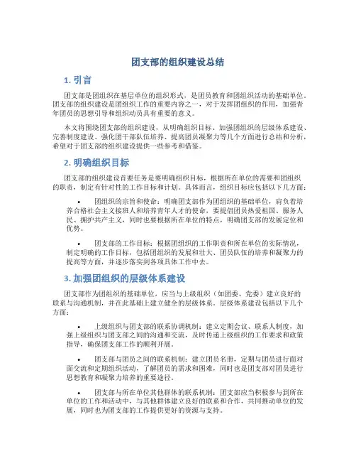 团支部的组织建设总结