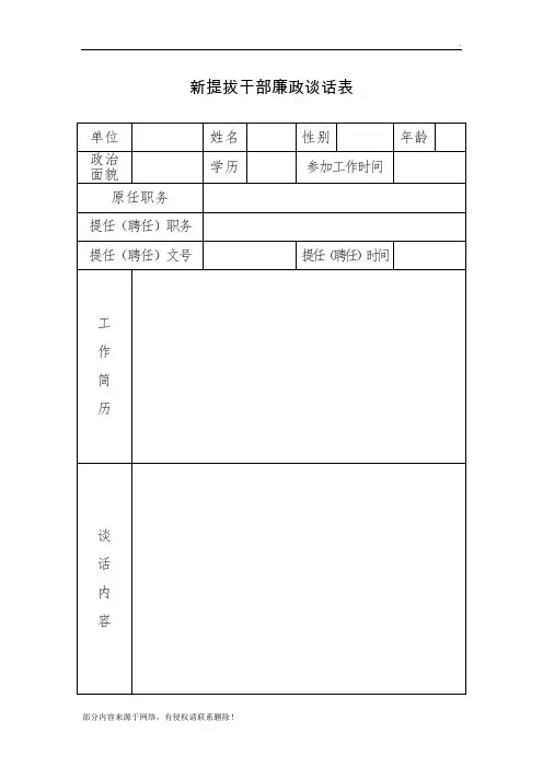新提拔干部廉政谈话记录表