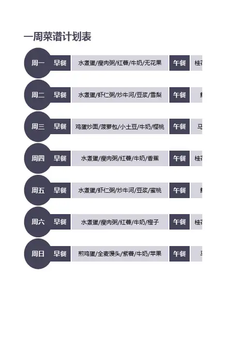 一周菜谱计划表EXCEL模板