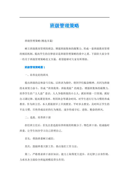 班级管理策略