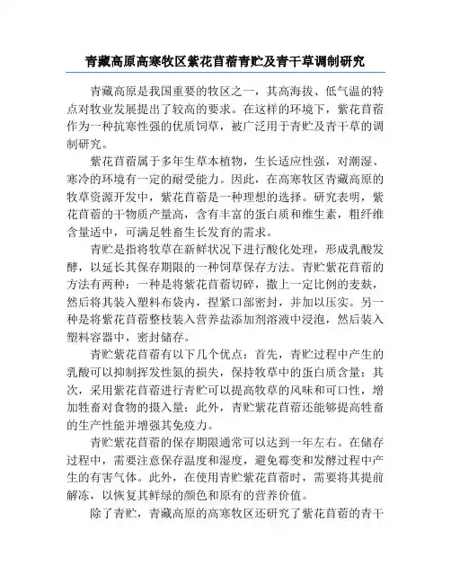 青藏高原高寒牧区紫花苜蓿青贮及青干草调制研究