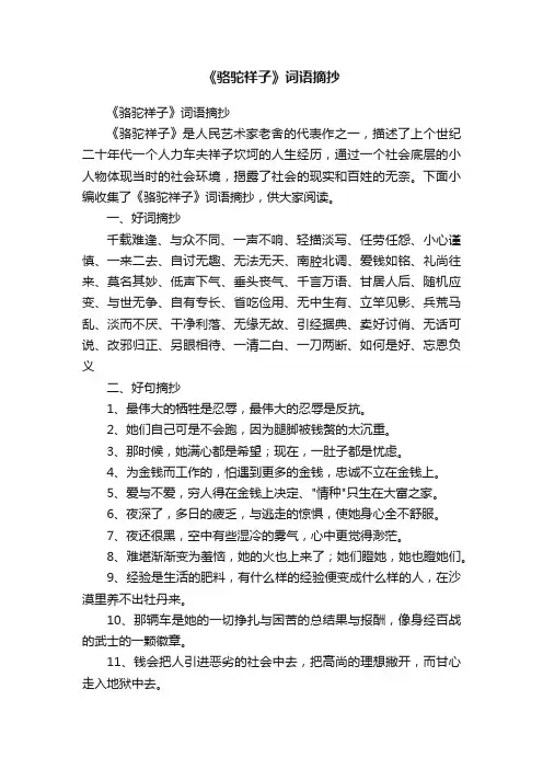 《骆驼祥子》词语摘抄