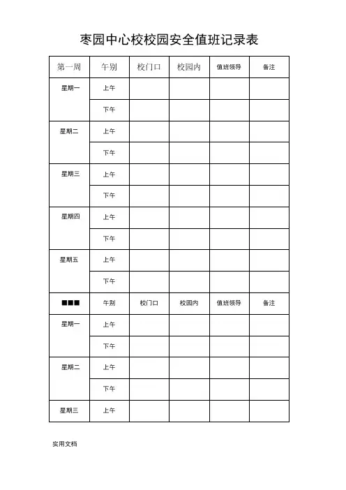 校园安全值班记录表