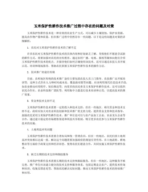 玉米保护性耕作技术推广过程中存在的问题及对策