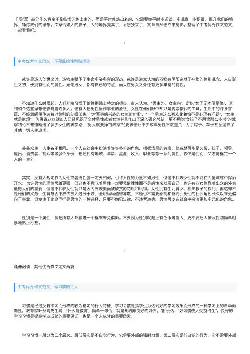 中考优秀作文范文：不要乱给性别贴标签