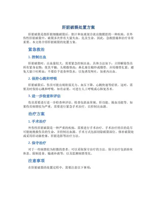 肝脏破裂处置方案