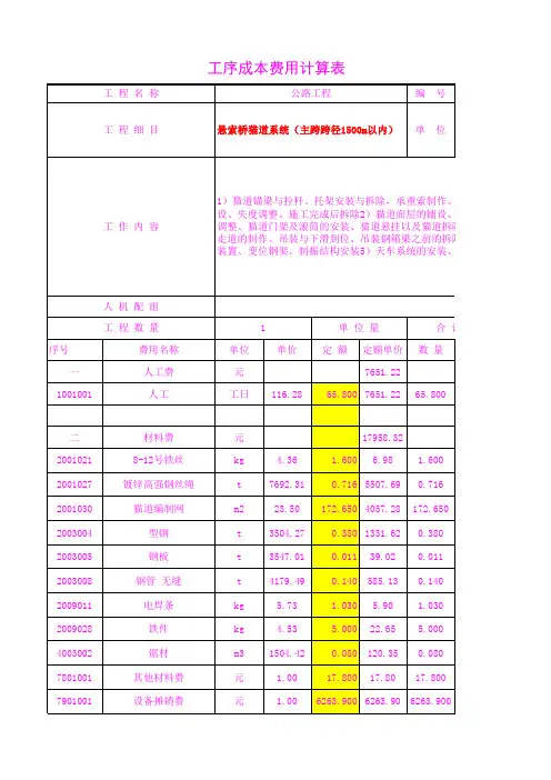 41007.02悬索桥猫道系统(主跨跨径1500m以内)